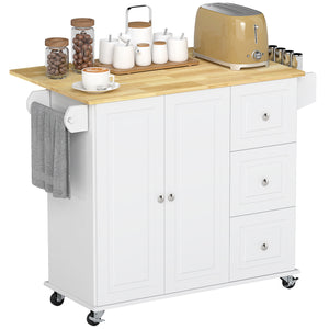 Kitchen Island on Wheels, Kitchen Cart with Drop Leaf, Drawers, Grey – view 15