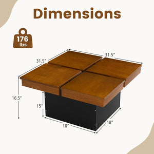 Square Coffee Table Mid Century Modern Center Table-Walnut view 5