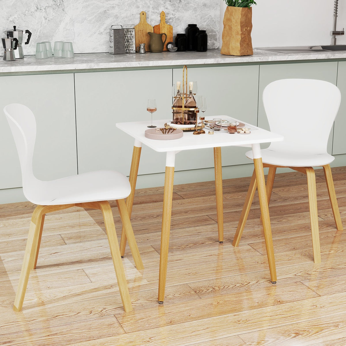 Square Dining Table with Adjustable Foot Pads for Dining Room Kitchen-White view 2