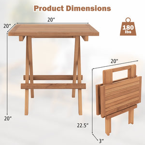Square Patio Folding Table Indonesia Teak Wood with Slatted Tabletop Portable for Picnic view 5