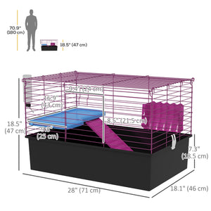 18.5" Small Animal Cage with Water Bottle, Food Dish, Platform, Ramp, Black – view 2