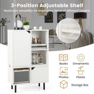 Stackable Bookcase with Adjustable Shelf and Cubes-White view 6