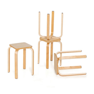 Stackable Stools Set of 4 with Square Top and Rounded Corners-Natural view 4