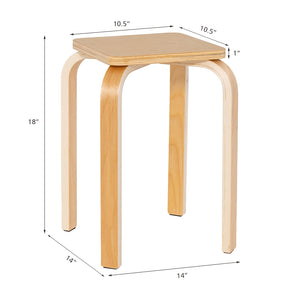 Stackable Stools Set of 4 with Square Top and Rounded Corners-Natural view 5