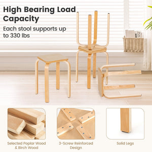 Stackable Stools Set of 4 with Square Top and Rounded Corners-Natural view 8
