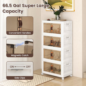Stackable Storage Bins with Lockable Wheels-4 Pack view 6