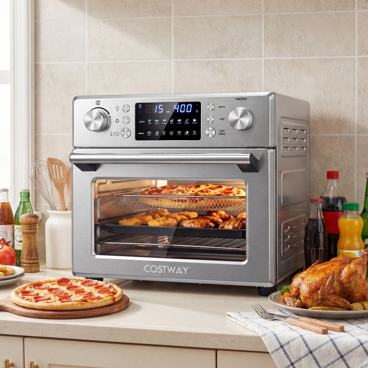 Stainless Steel Countertop Convection Oven with Bake-Silver view 2