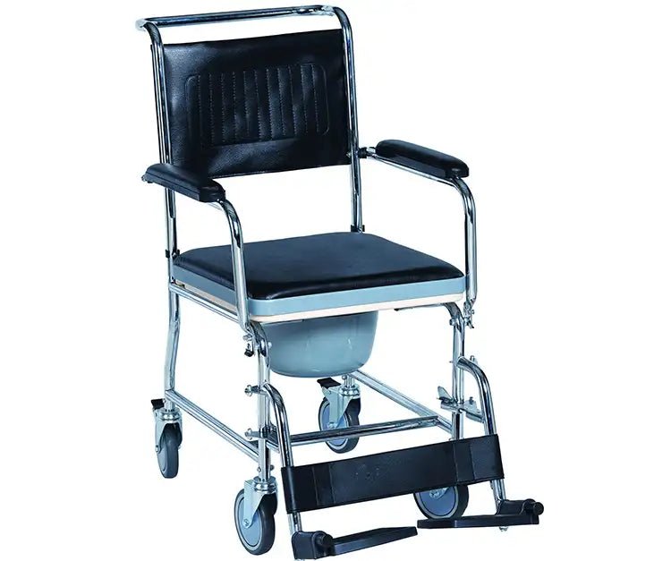 EZee Life SteelChrome Wheeled Commode CH1075, 253 lb