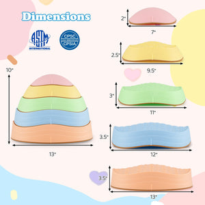 Stepping Stones for Kids 5 PCS Non-Slip Balance Stones with Storage Bag-Macaron view 4