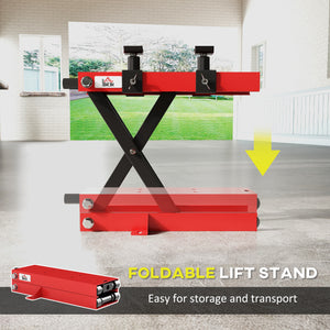 Motorcycle Scissor Lift Jack, 1100 lbs ATV Dirt Bike Stand, 3.7-15.7" Adjustable Height, Red