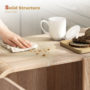 Sideboard Buffet Cabinet, 62" Modern Kitchen Storage Cabinet with Soft-Close Doors and Adjustable Shelves, Natural Wood