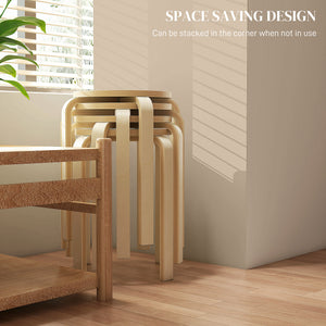 Round Stackable Chairs Set of 4, 18-Inch Backless Stacking Stools for Kitchen, Dining Room, Office, Outdoors