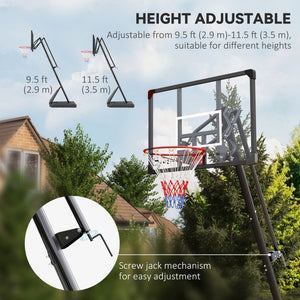 Soozier Outdoor Portable Basketball Hoop and Stand with Backboard Weighted Base Wheels, 115.4"-137.8" Height Adjustable