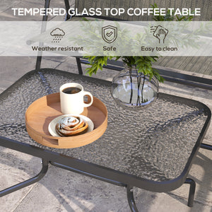 Outdoor 4 Pieces Patio Furniture Set, Garden Set with Two Foldable Armchairs, a Loveseat & Glass Top Table – view 5