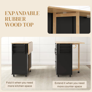 Rolling Kitchen Cart on Wheels with Drop Leaf, Kitchen Island with 3 Drawers – view 11