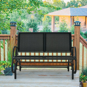 Swing Glider Chair 48 Inch Loveseat Rocker Lounge Backyard-Black view 3
