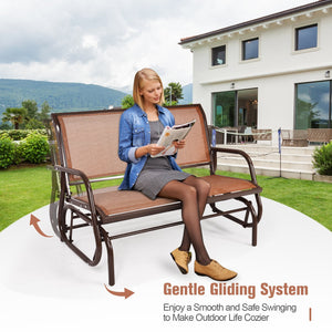 Swing Glider Chair 48 Inch Loveseat Rocker Lounge Backyard-Brown view 7