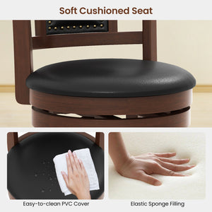 25.5 Inch/30.5 Inch Upholstered Bar Stools Set of 2 with Curved Backrest and Footrest-25.5 inches view 6