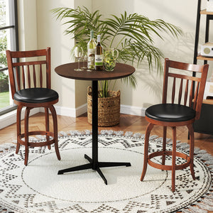 Swivel Bar Stools Set of 2 Counter Height Faux Leather Upholstered Barstools-24 Inches view 3
