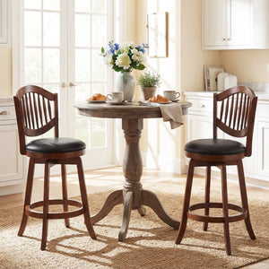 Swivel Bar Stools Set of 2 with Backrest and Wood Frame-25 Inches view 3