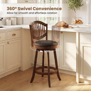 Swivel Bar Stools Set of 2 with Backrest and Wood Frame-25 Inches view 5