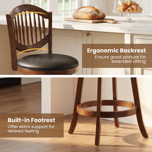 Swivel Bar Stools Set of 2 with Backrest and Wood Frame-25 Inches view 7