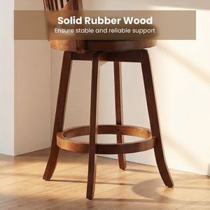 Swivel Bar Stools Set of 2 with Backrest and Wood Frame-25 Inches view 8
