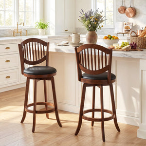Swivel Bar Stools Set of 2 with Backrest and Wood Frame-30 Inches view 2