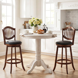 Swivel Bar Stools Set of 2 with Backrest and Wood Frame-30 Inches view 3