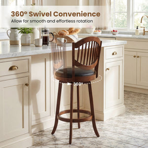 Swivel Bar Stools Set of 2 with Backrest and Wood Frame-30 Inches view 5