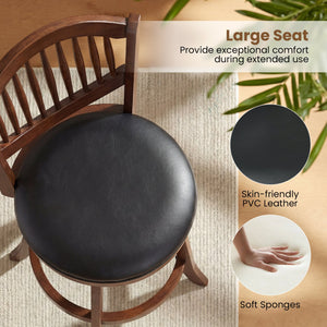 Swivel Bar Stools Set of 2 with Backrest and Wood Frame-30 Inches view 6