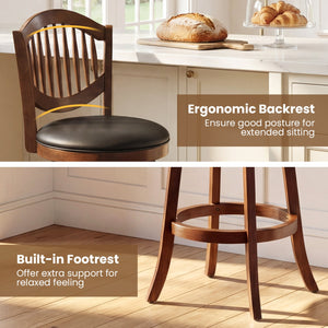 Swivel Bar Stools Set of 2 with Backrest and Wood Frame-30 Inches view 7