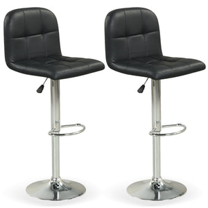 Swivel Bar Stools Set of 2 with Footrests and Metal Base-Black