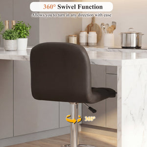 Swivel Bar Stools Set of 2 with Footrests and Metal Base-Brown view 6