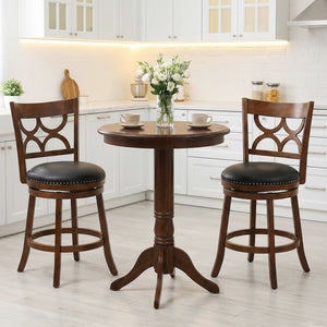 Swivel Bar Stools Set of 2 with High Backrest and Wood Frame-24 Inches view 3