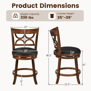 Swivel Bar Stools Set of 2 with High Backrest and Wood Frame-24 Inches view 4
