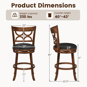 Swivel Bar Stools Set of 2 with High Backrest and Wood Frame-29 Inches view 4
