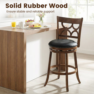 Swivel Bar Stools Set of 2 with High Backrest and Wood Frame-29 Inches view 8