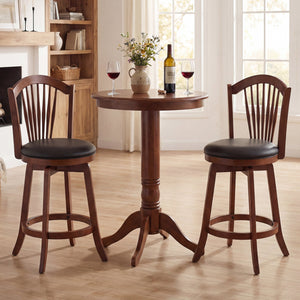 Swivel Bar Stools with Backrests and Wood Frame for Kitchen Island-24 Inch view 2