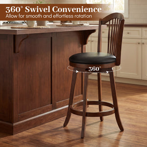 Swivel Bar Stools with Backrests and Wood Frame for Kitchen Island-24 Inch view 6
