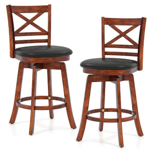 Swivel Barstools Set of 2 with Backrest and Footrest-24 Inches