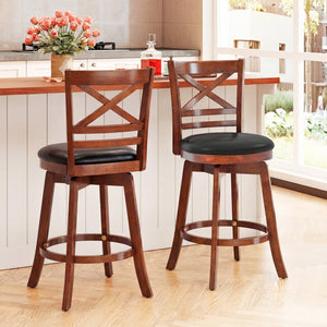 Swivel Barstools Set of 2 with Backrest and Footrest-24 Inches view 2