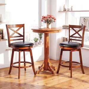 Swivel Barstools Set of 2 with Backrest and Footrest-24 Inches view 3
