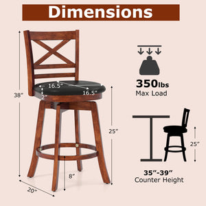 Swivel Barstools Set of 2 with Backrest and Footrest-24 Inches view 4