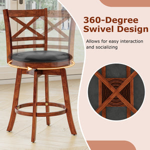 Swivel Barstools Set of 2 with Backrest and Footrest-24 Inches view 6