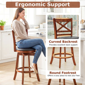 Swivel Barstools Set of 2 with Backrest and Footrest-24 Inches view 7