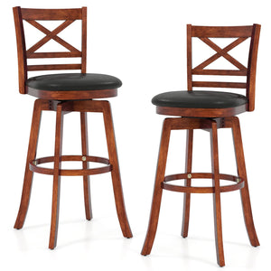 Swivel Barstools Set of 2 with Backrest and Footrest-29 Inches