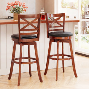 Swivel Barstools Set of 2 with Backrest and Footrest-29 Inches view 2