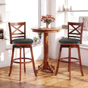 Swivel Barstools Set of 2 with Backrest and Footrest-29 Inches view 3