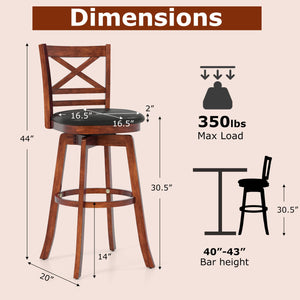 Swivel Barstools Set of 2 with Backrest and Footrest-29 Inches view 4